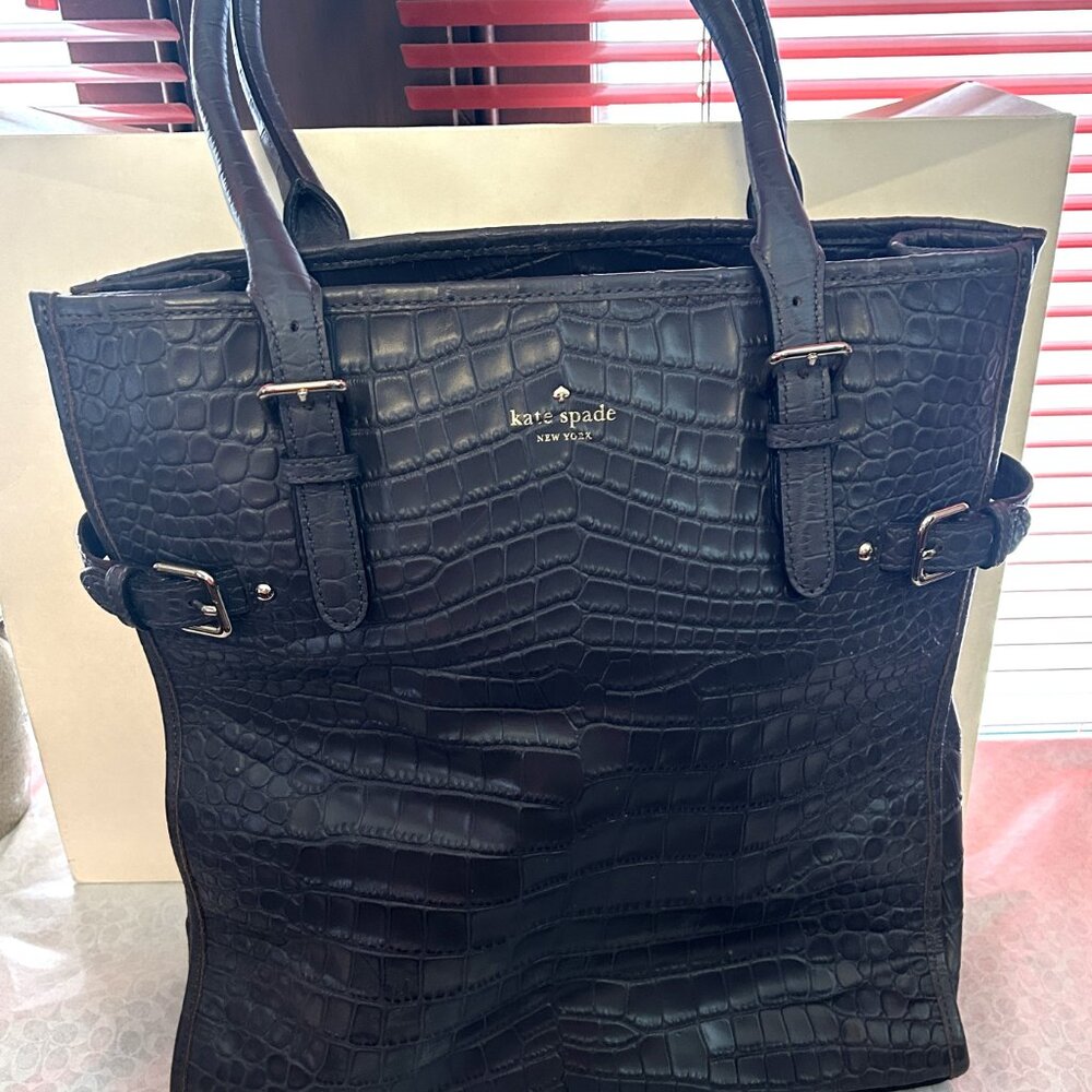 Kate Spade Vanston Croc Embossed Jackson Work Tote--Pre-Owned